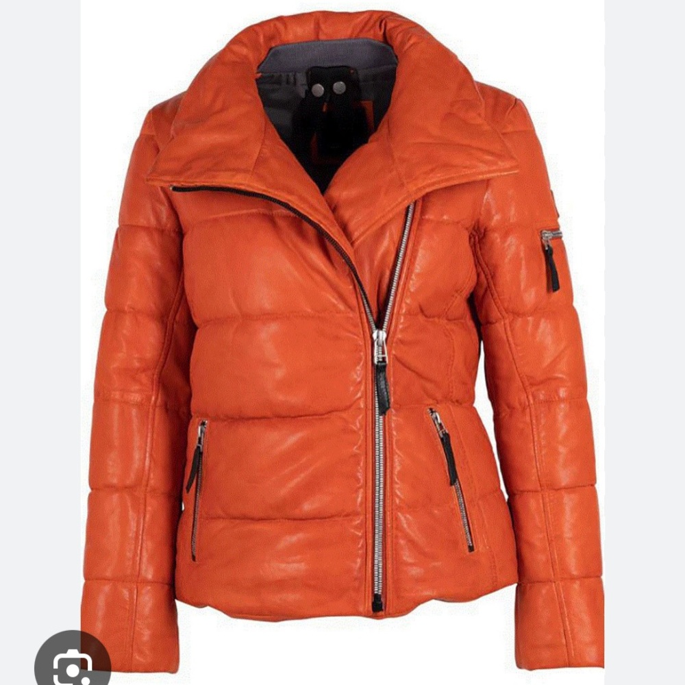 Mauritius women’s Lambskin Leather Puffer Jacket Size L